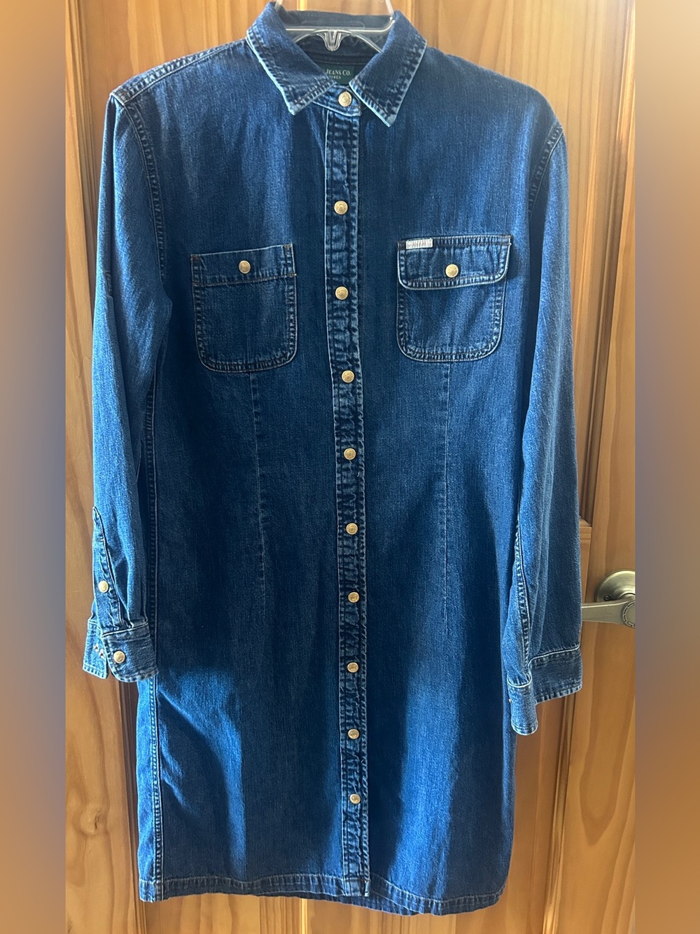 Ralph Lauren Lauren Jeans Co. Dark Blue Denim Shirt Dress VTG
